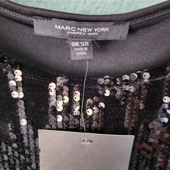 Marc new york velvet and sequins boxi half open sides top - Picture 4 of 12